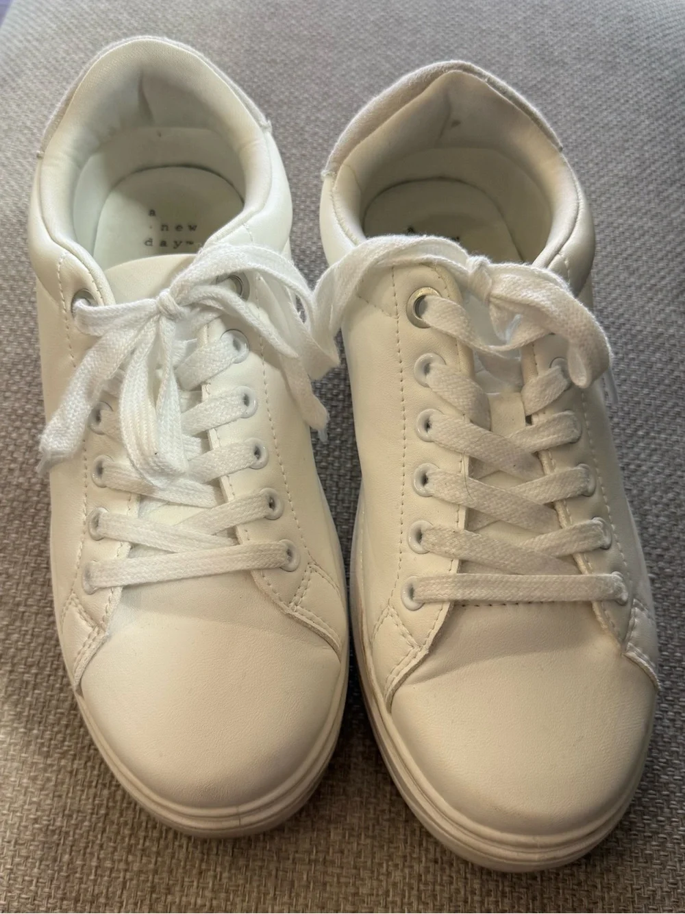 Women's White Lace-Up Sneakers